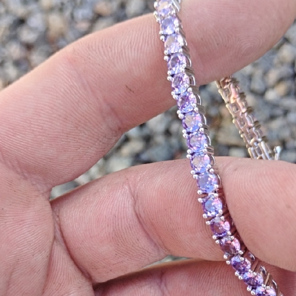 Dazzling Silver and Purple Gemstone Bracelet